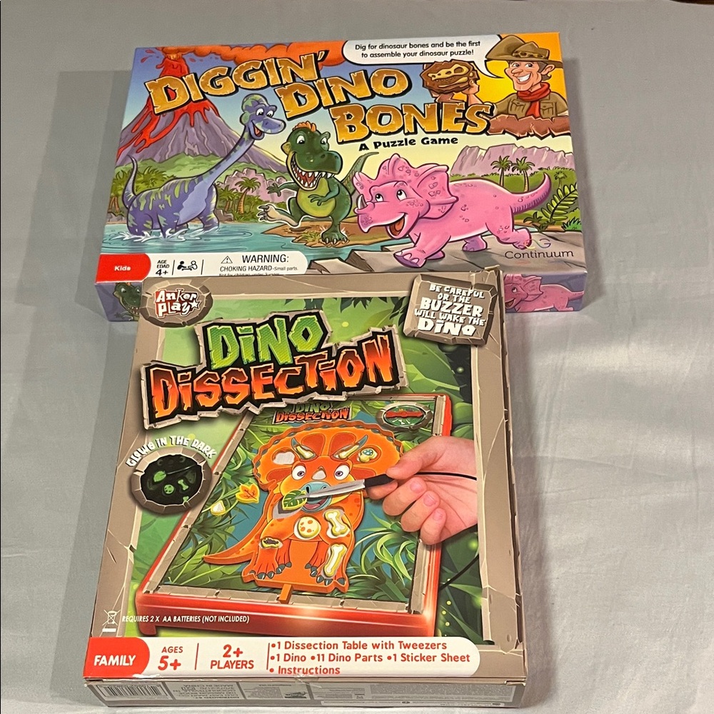SET 2 GAMES Dino Dissection and Diggin Dino Bones Puzzle Game for Kids Family 4+